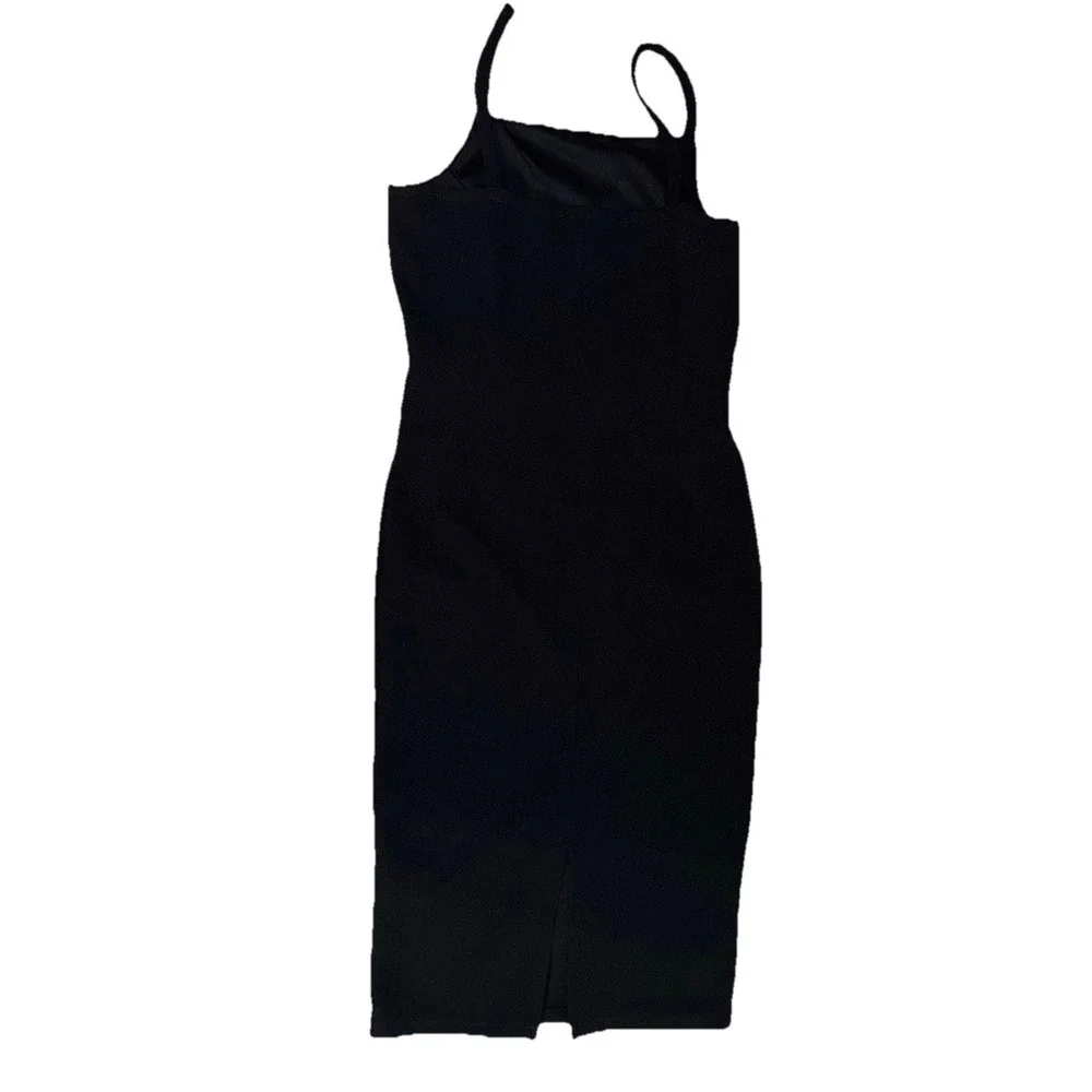 Full Circle Trends Black Sleeveless Dress Slit Women's Small Bodycon With Belt‎